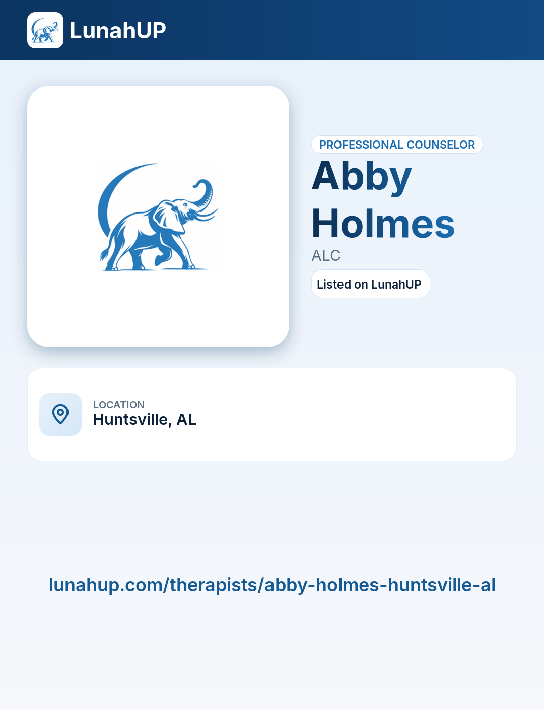 Abby Holmes, ALC. Professional counselor.