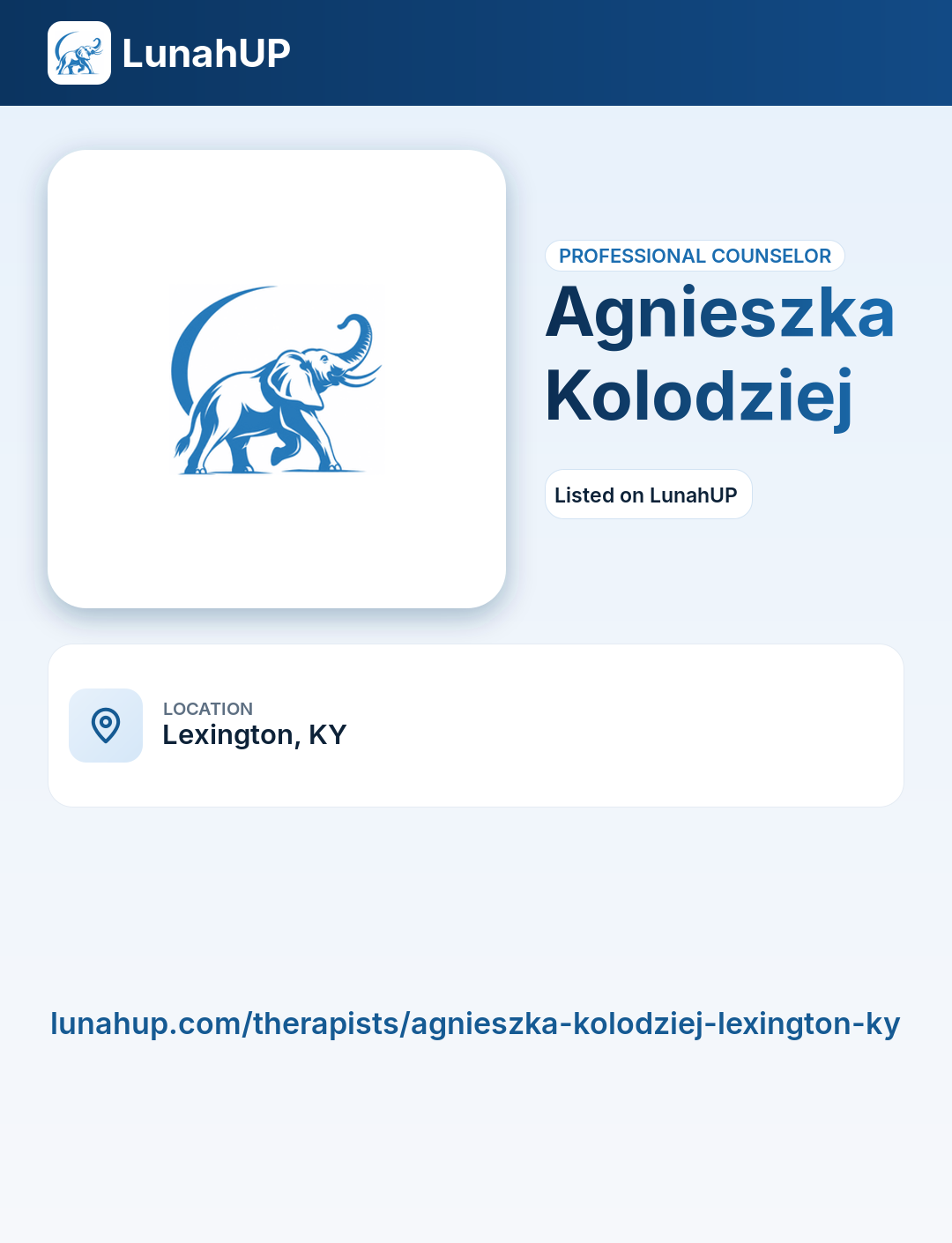 Agnieszka Kolodziej. Professional counselor. 