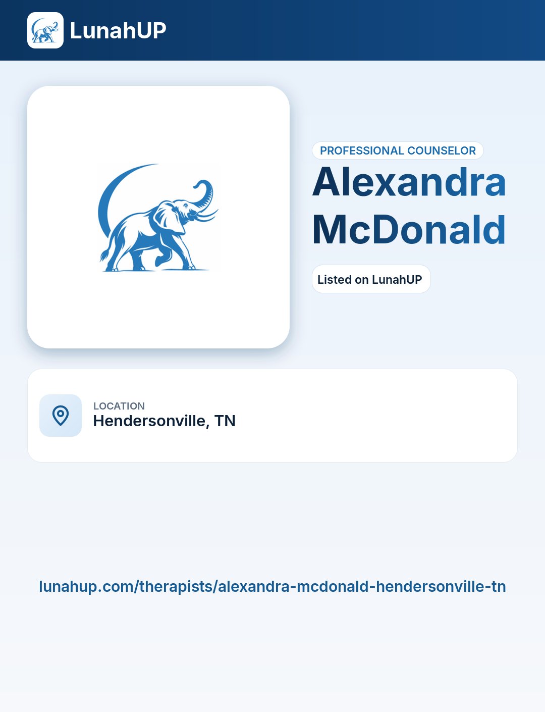 Alexandra McDonald. Professional counselor. 