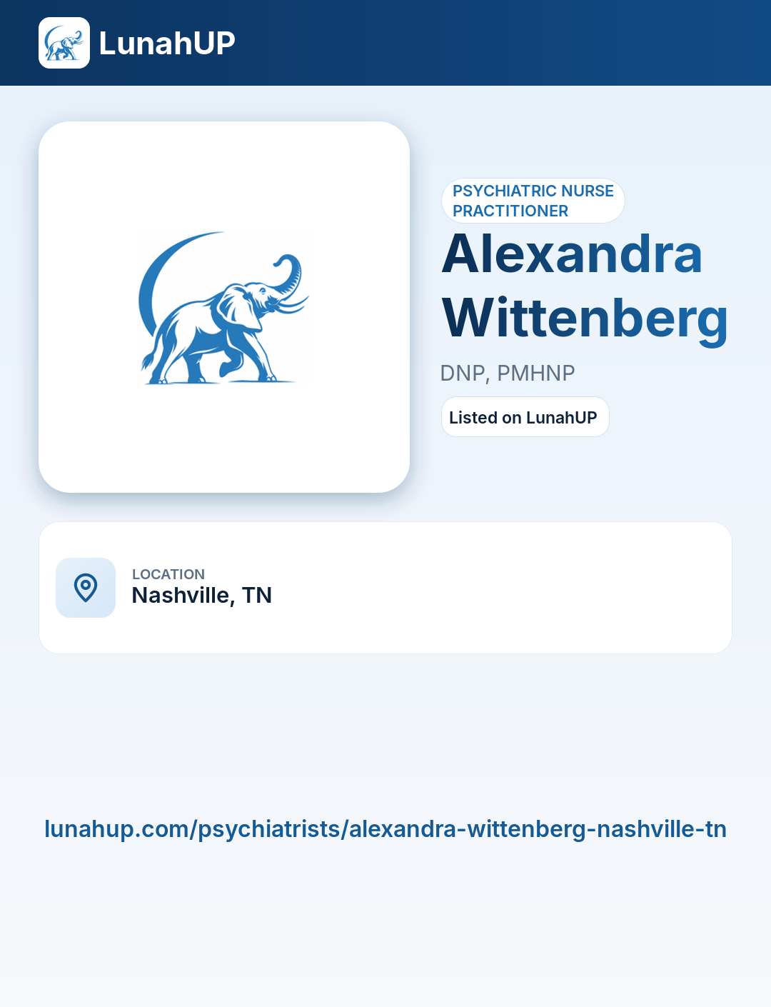 Alexandra Wittenberg, DNP, PMHNP. Psychiatric nurse practitioner.