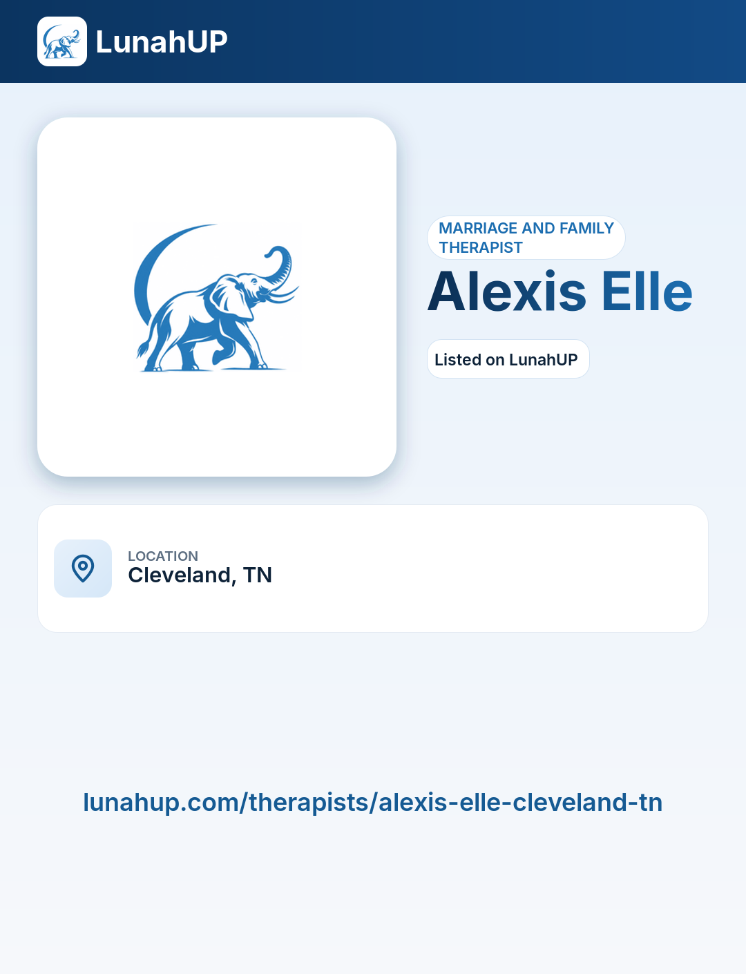 Alexis Elle. Marriage and family therapist.