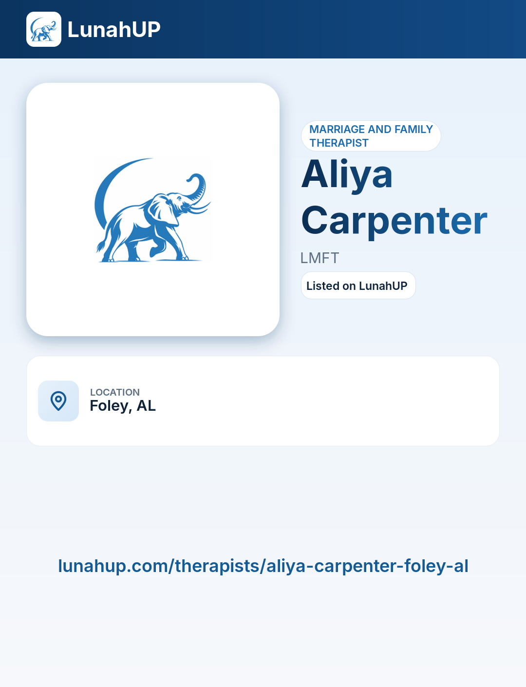 Aliya Carpenter, LMFT. Marriage and family therapist. 
