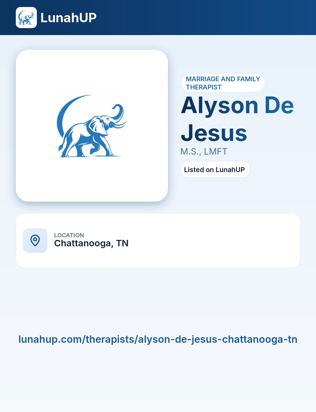 Alyson De Jesus, M.S., LMFT. Marriage and family therapist.