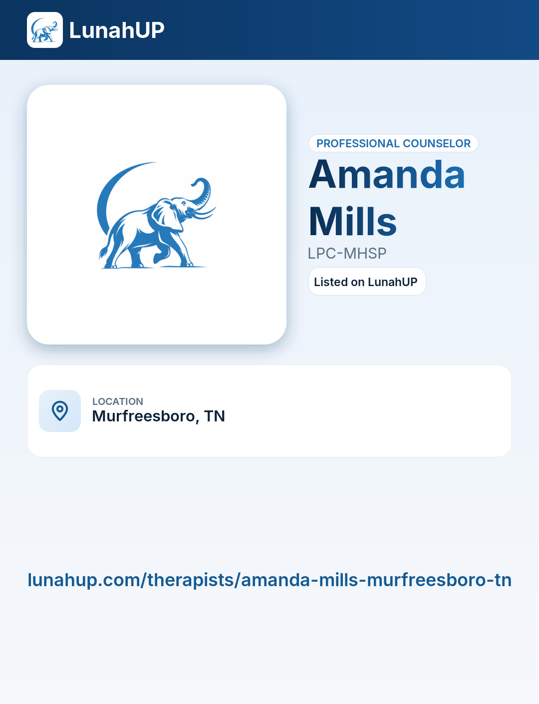 Amanda Mills, LPC-MHSP. Professional counselor.