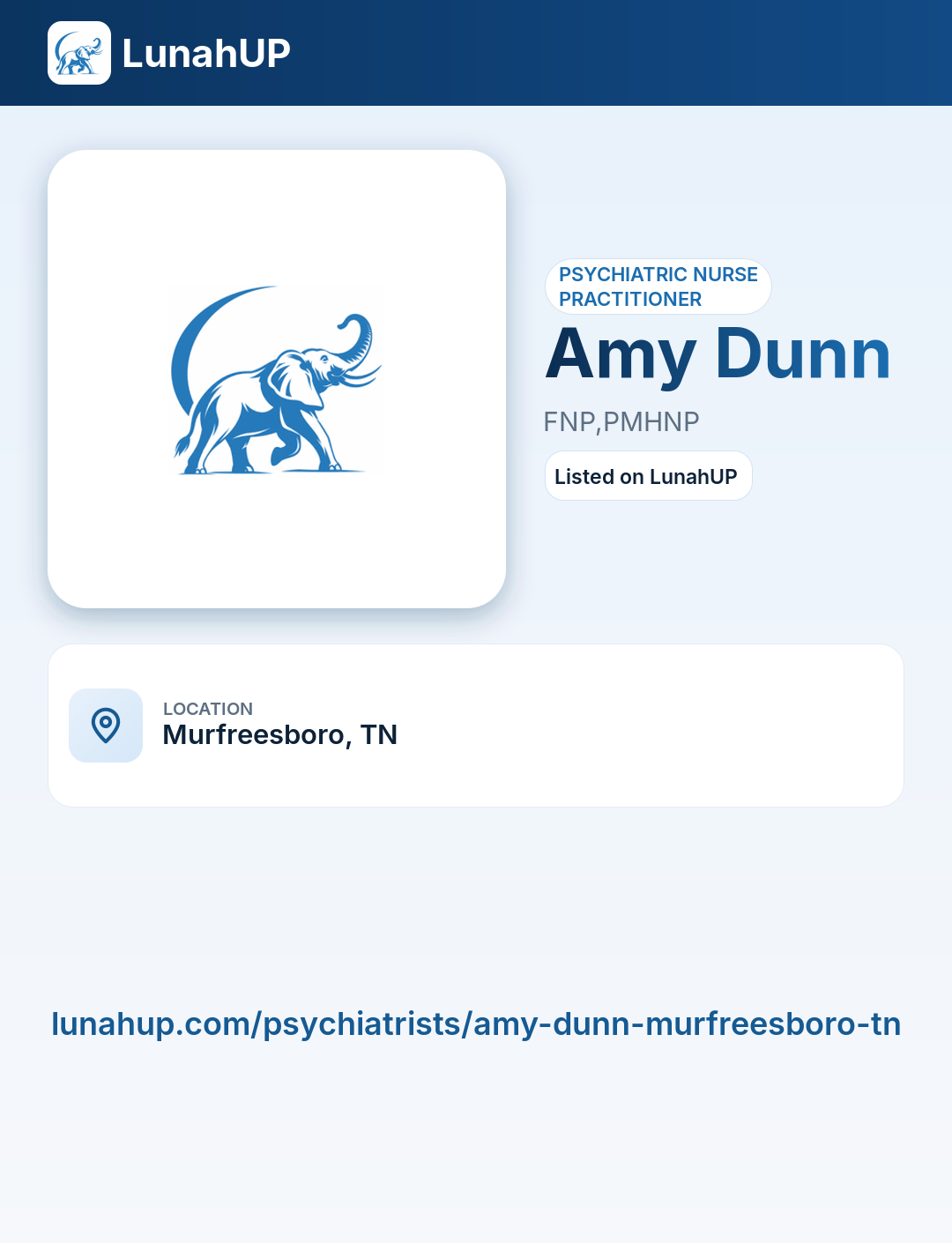 Amy Dunn, FNP,PMHNP. Psychiatric nurse practitioner.
