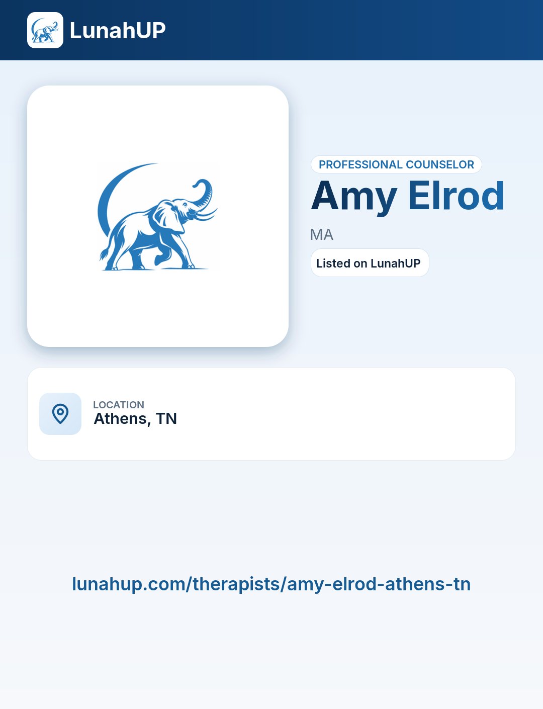 Amy Elrod, MA. Professional counselor.