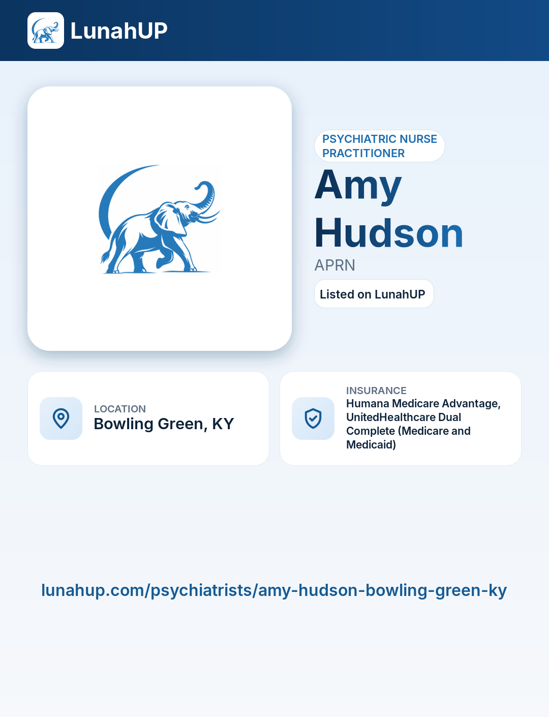 Amy Hudson, APRN. Psychiatric nurse practitioner. 
