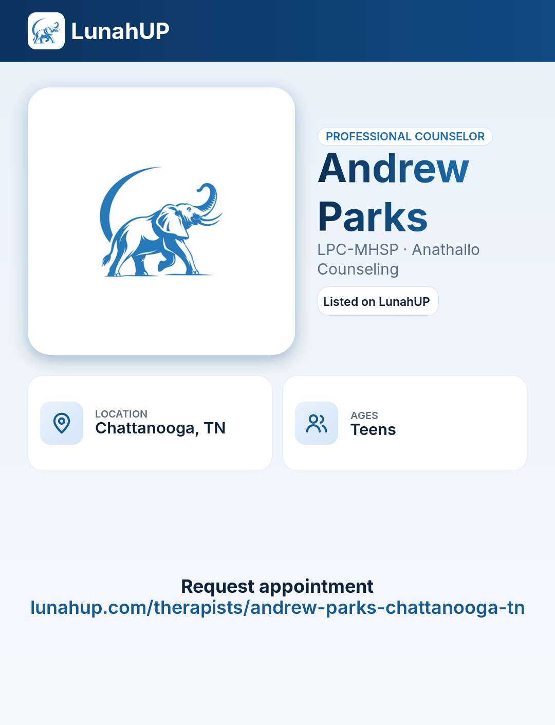 Andrew Parks, LPC-MHSP. Professional counselor. For teens.