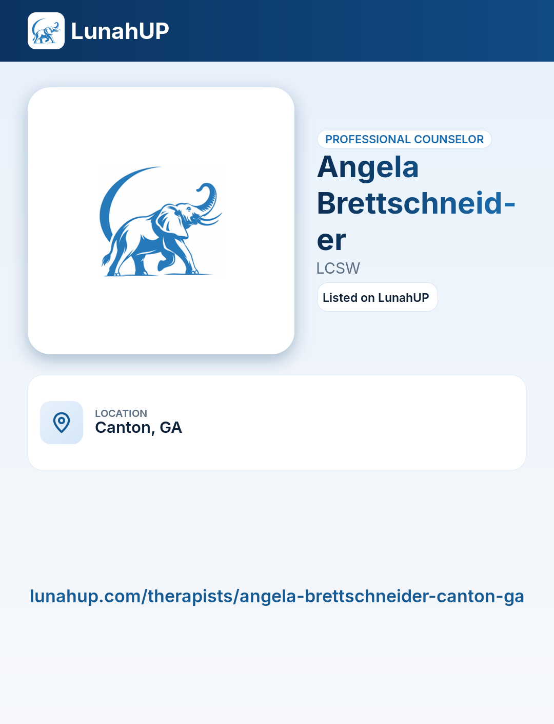 Angela Brettschneider, LCSW. Professional counselor.
