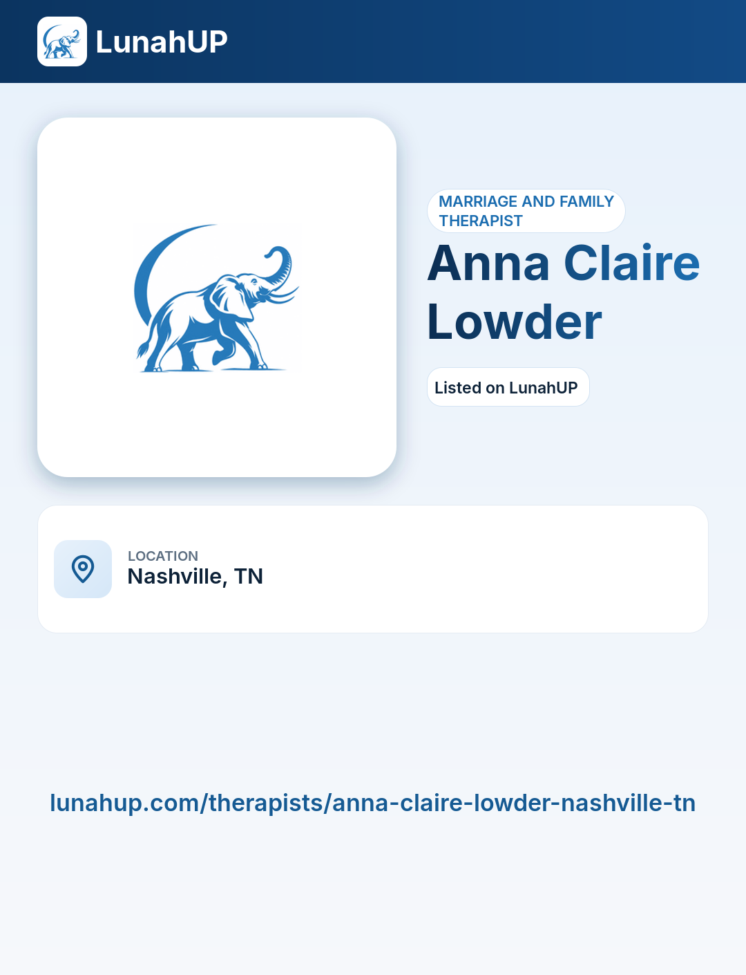 Anna Claire Lowder. Marriage and family therapist. 