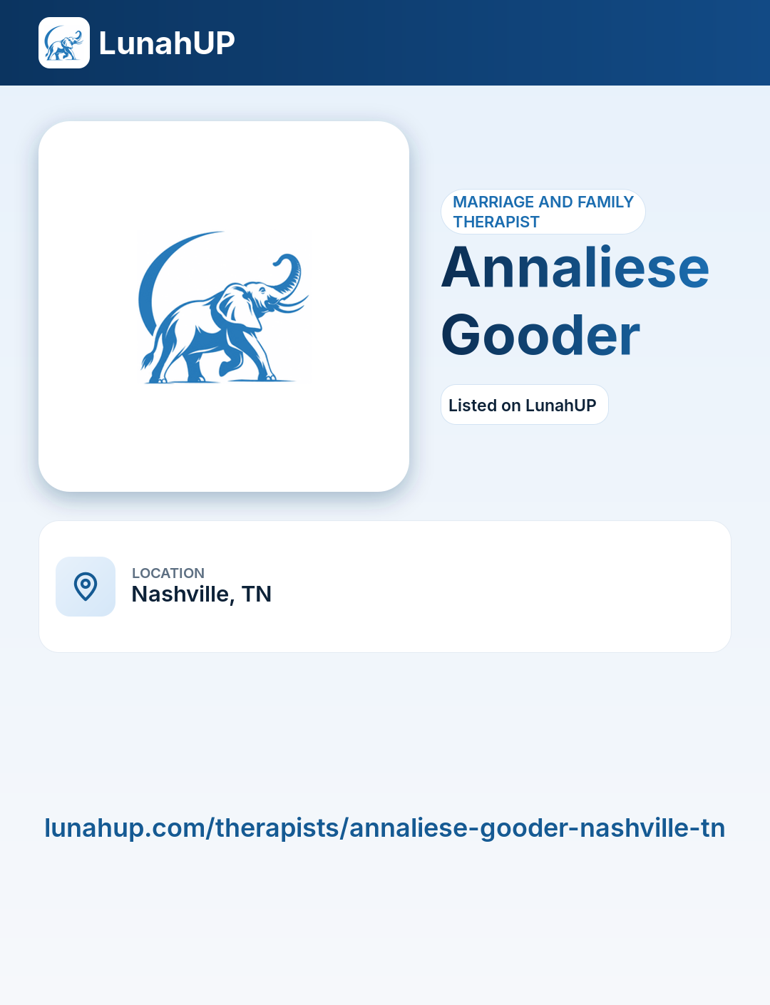 Annaliese Gooder. Marriage and family therapist. 