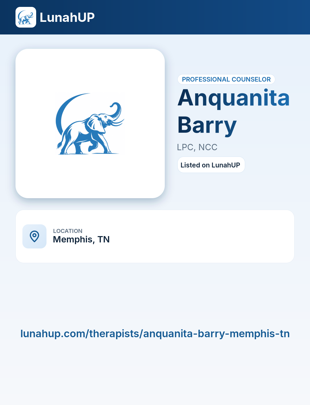 Anquanita Barry, LPC, NCC. Professional counselor.