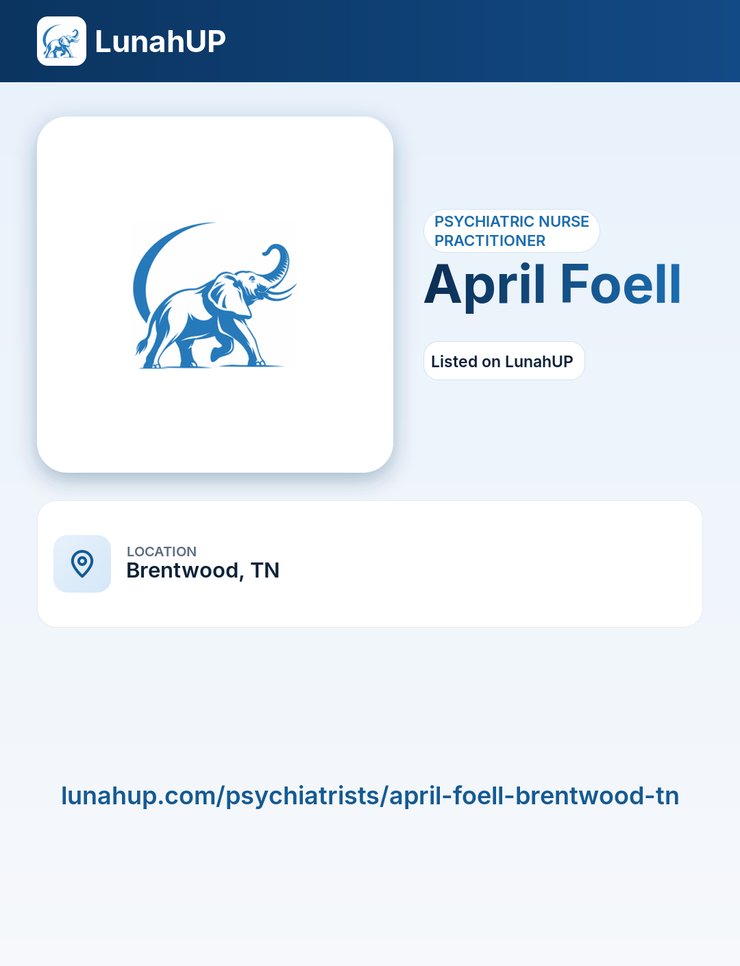 April Foell. Psychiatric nurse practitioner.