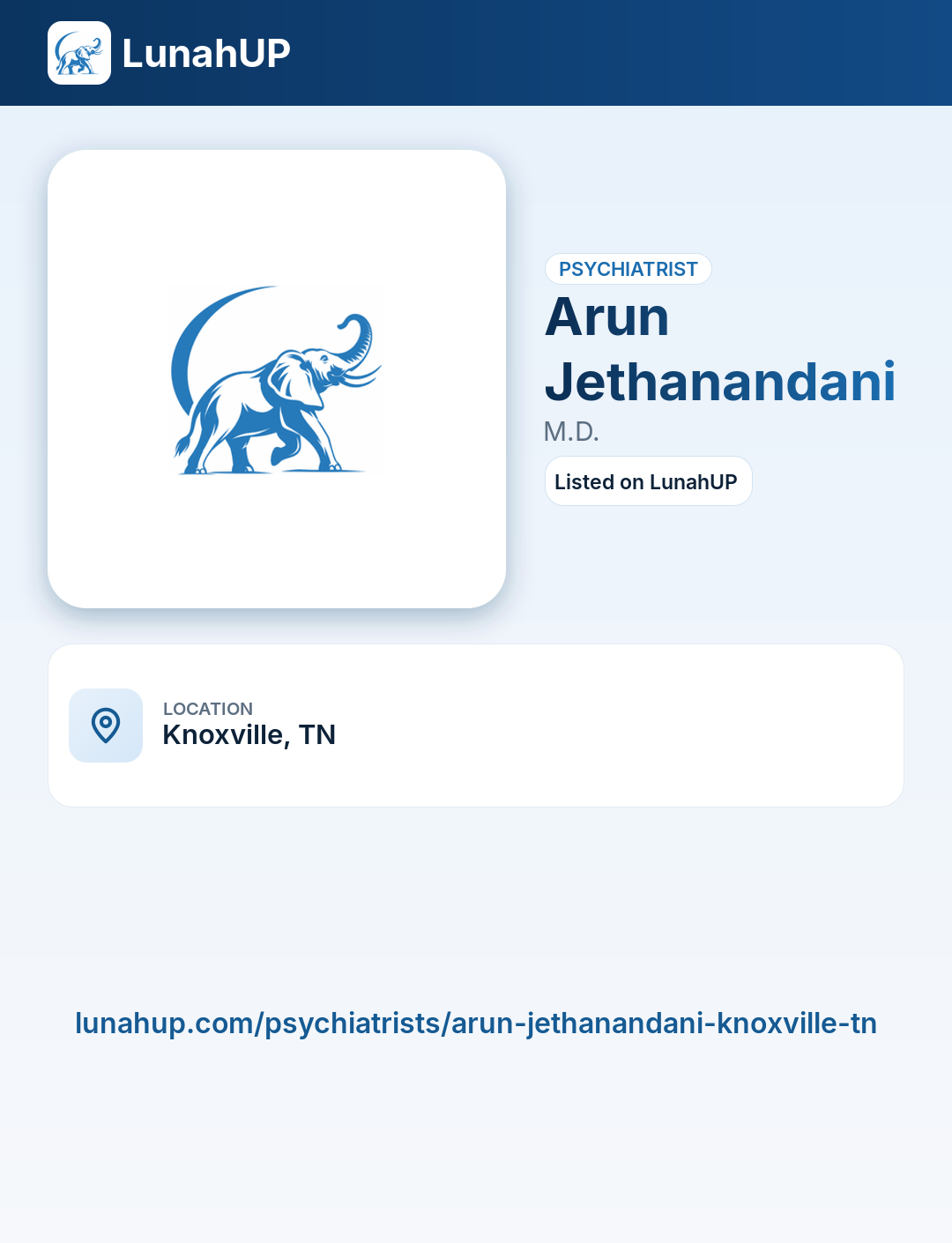 Arun Jethanandani, M.D.. Psychiatrist.