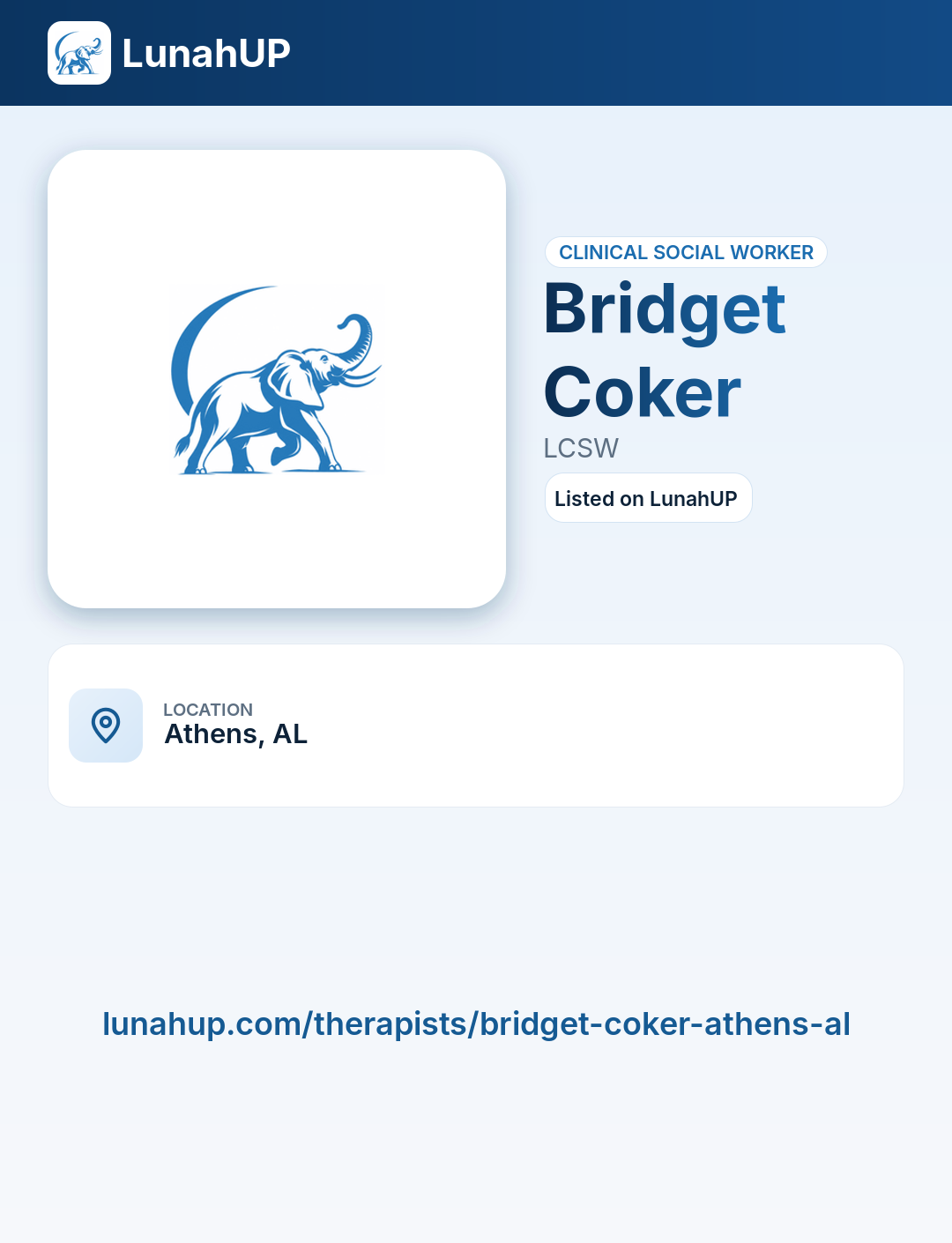 Bridget Coker, LCSW. Clinical social worker.