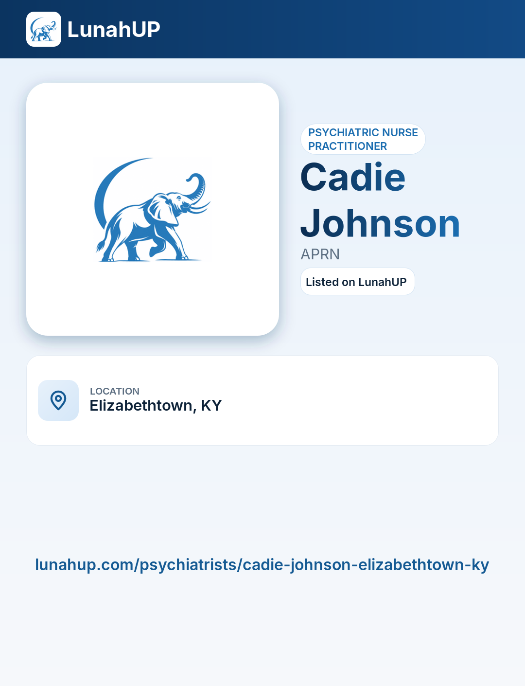 Cadie Johnson, APRN. Psychiatric nurse practitioner. 