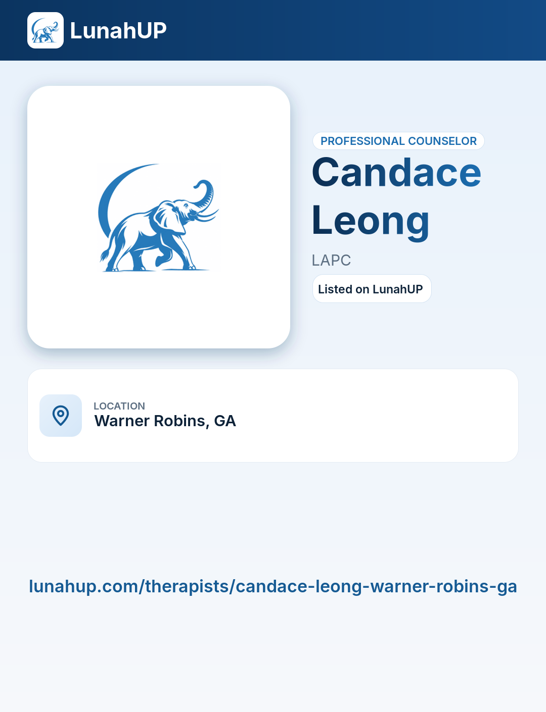 Candace Leong, LAPC. Professional counselor.