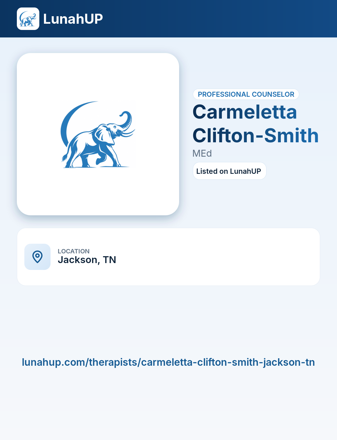Carmeletta Clifton-Smith, MEd. Professional counselor. 