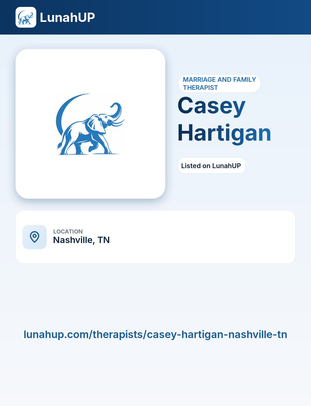 Casey Hartigan. Marriage and family therapist. 