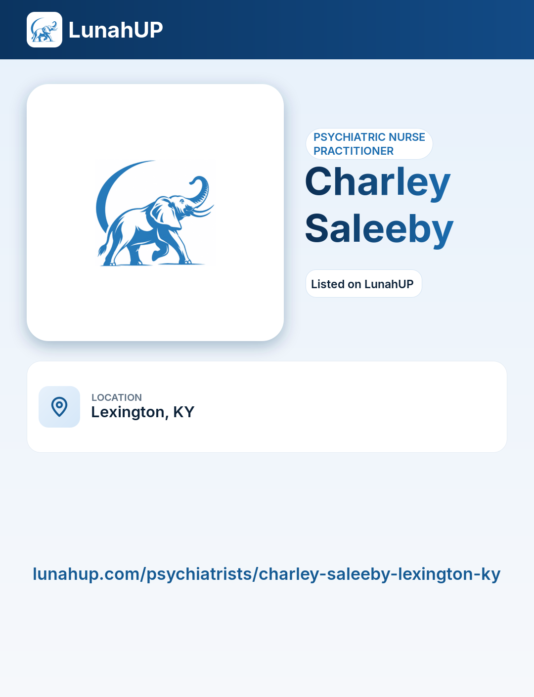 Charley Saleeby. Psychiatric nurse practitioner.
