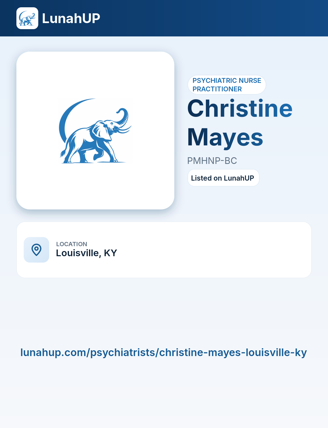 Christine Mayes, PMHNP-BC. Psychiatric nurse practitioner. 