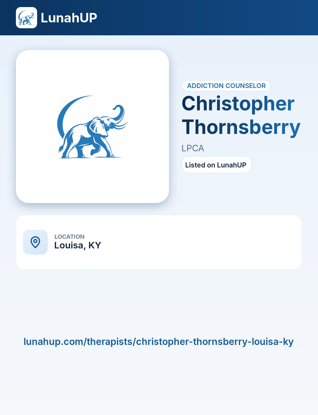 Christopher Thornsberry, LPCA. Addiction counselor.