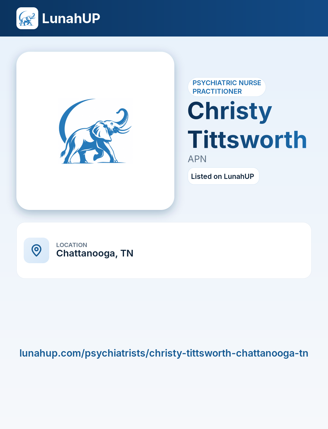 Christy Tittsworth, APN. Psychiatric nurse practitioner.