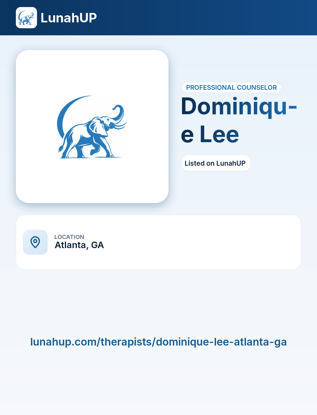 Dominique Lee. Professional counselor.