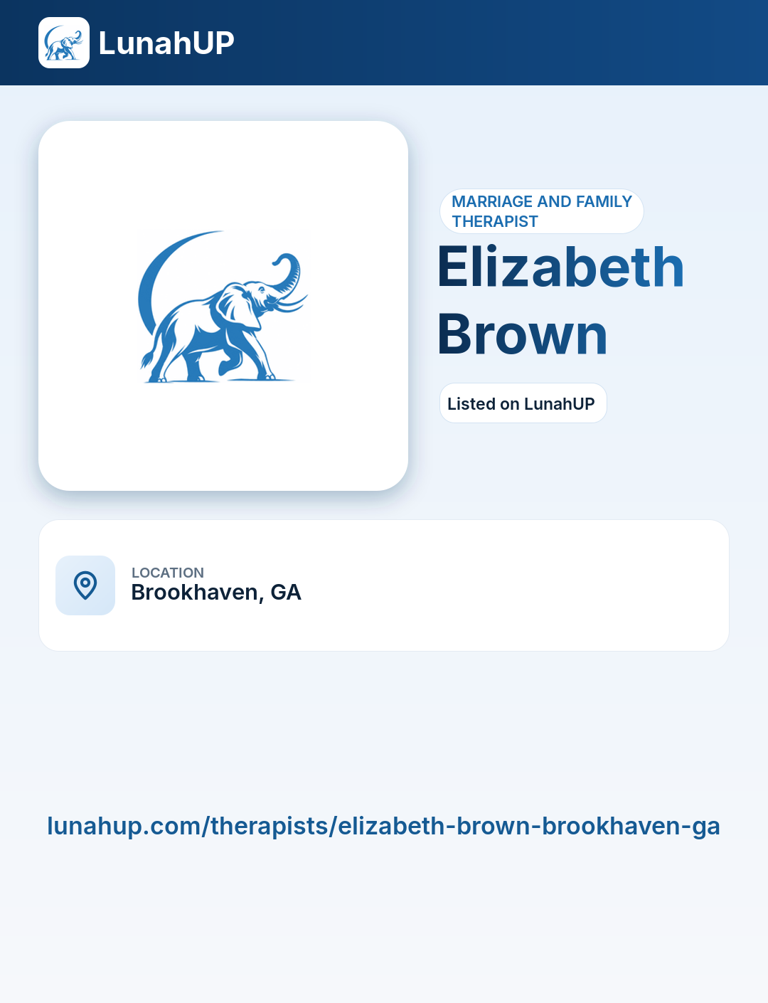 Elizabeth Brown. Marriage and family therapist.