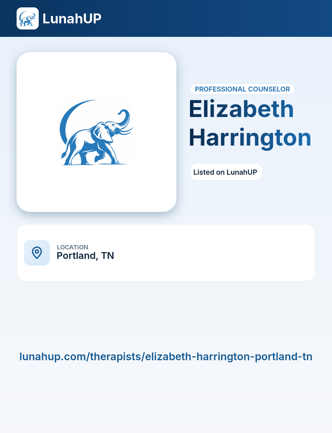 Elizabeth Harrington. Professional counselor.