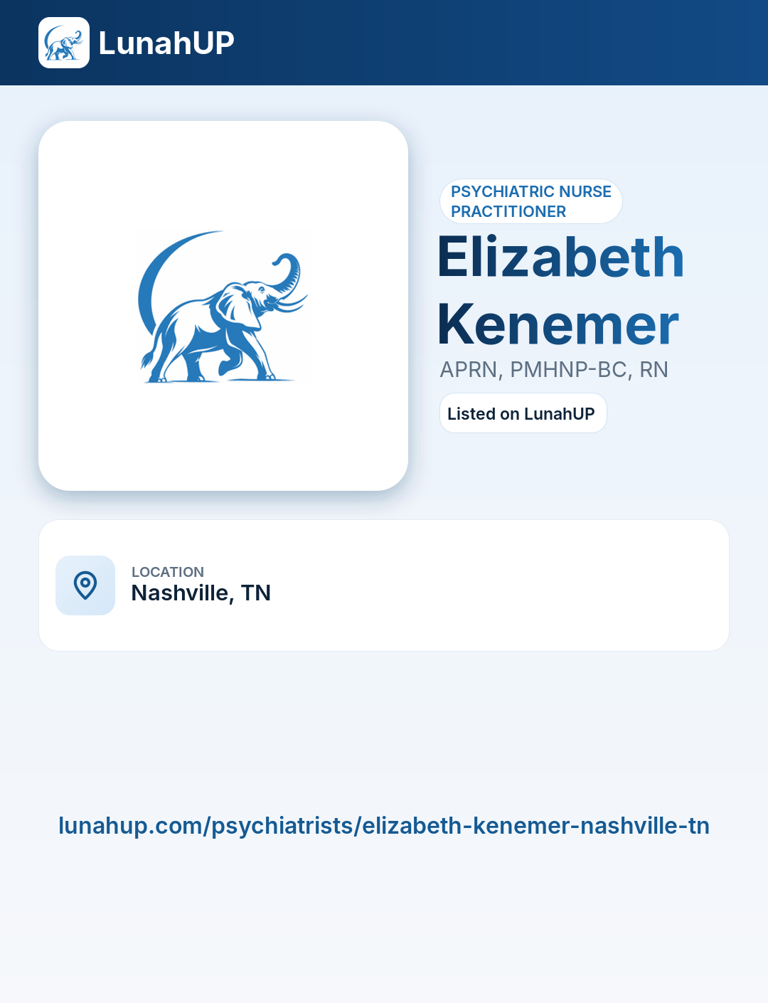 Elizabeth Kenemer, APRN, PMHNP-BC, RN. Psychiatric nurse practitioner. 