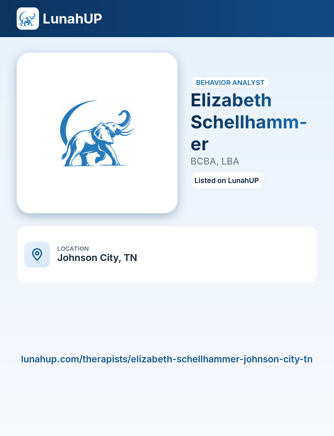 Elizabeth Schellhammer, BCBA, LBA. Behavior analyst.