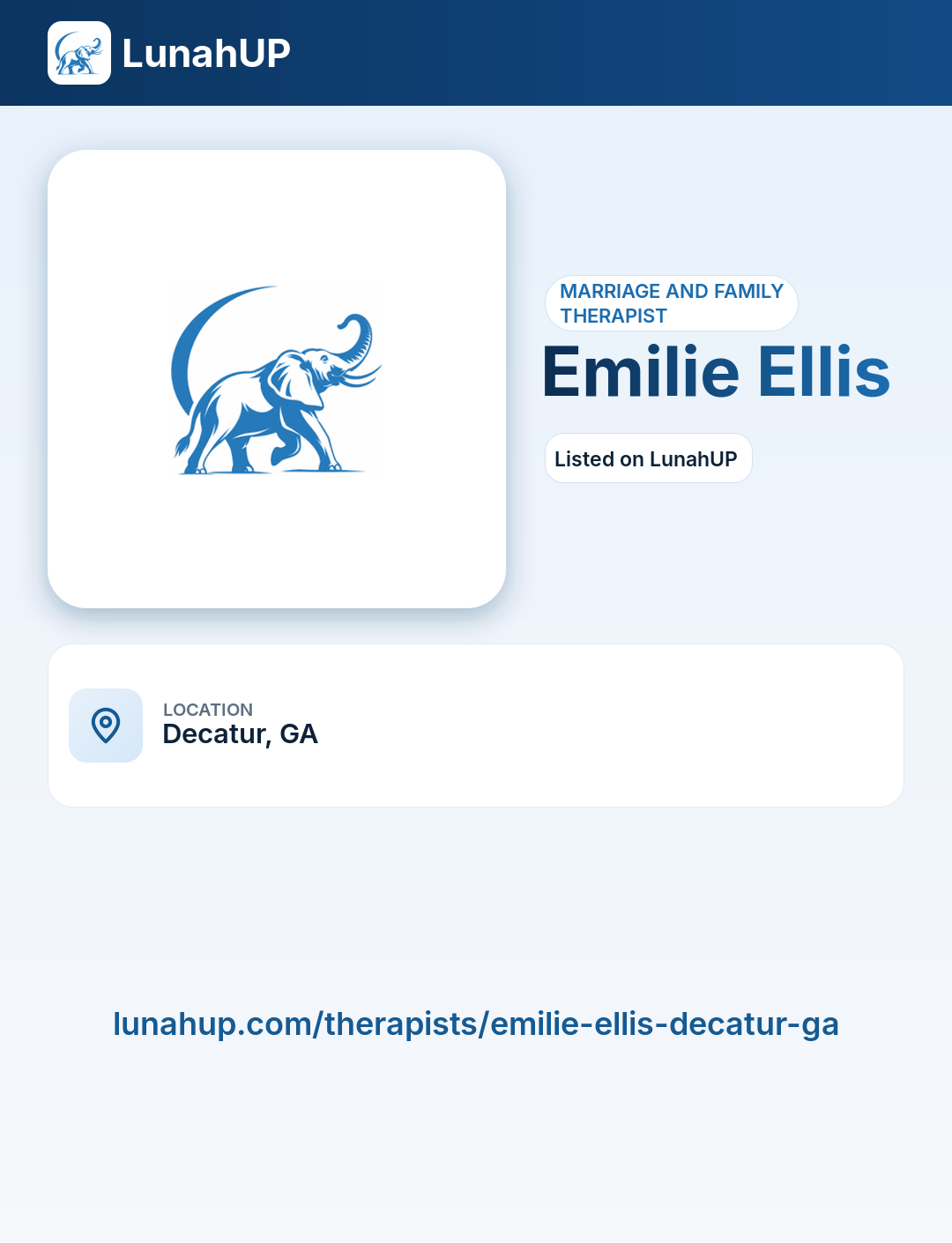 Emilie Ellis. Marriage and family therapist. 