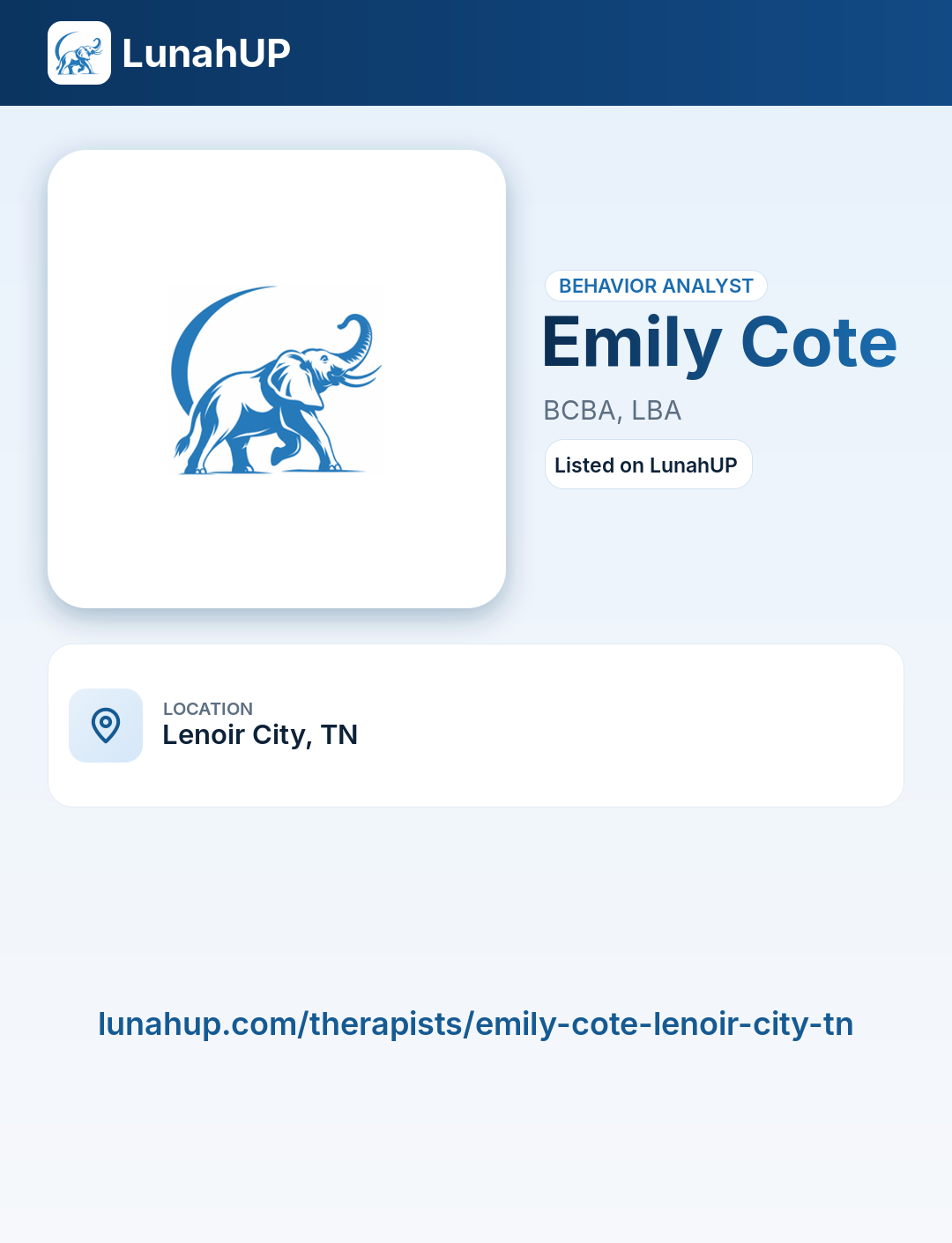 Emily Cote, BCBA, LBA. Behavior analyst.