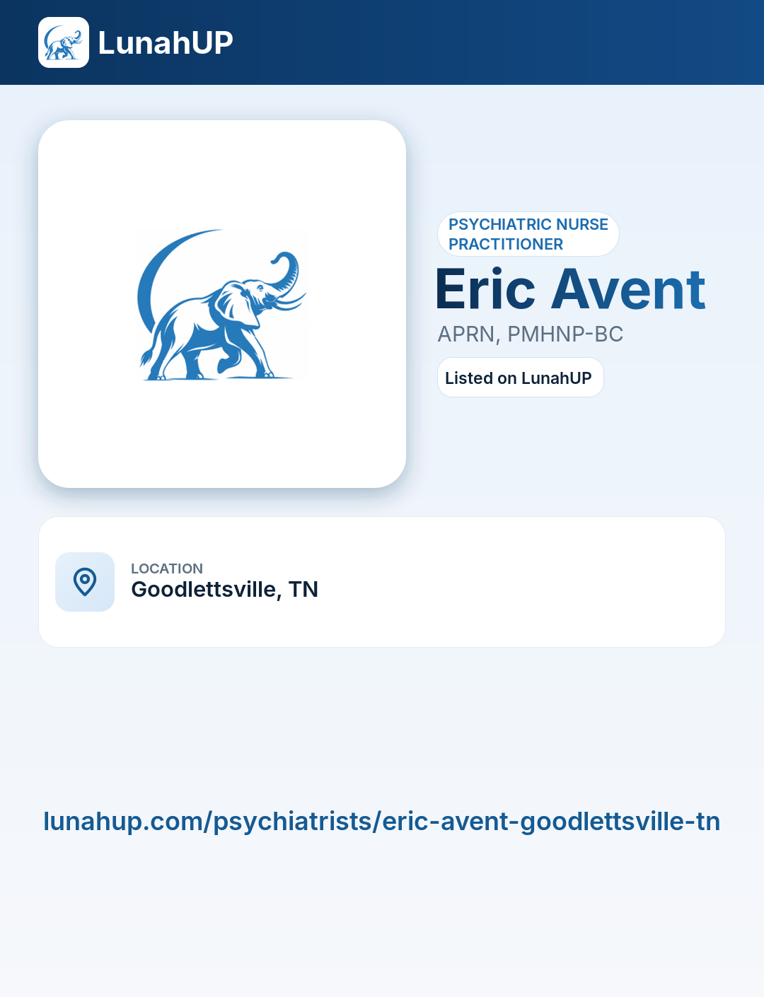 Eric Avent, APRN, PMHNP-BC. Psychiatric nurse practitioner.