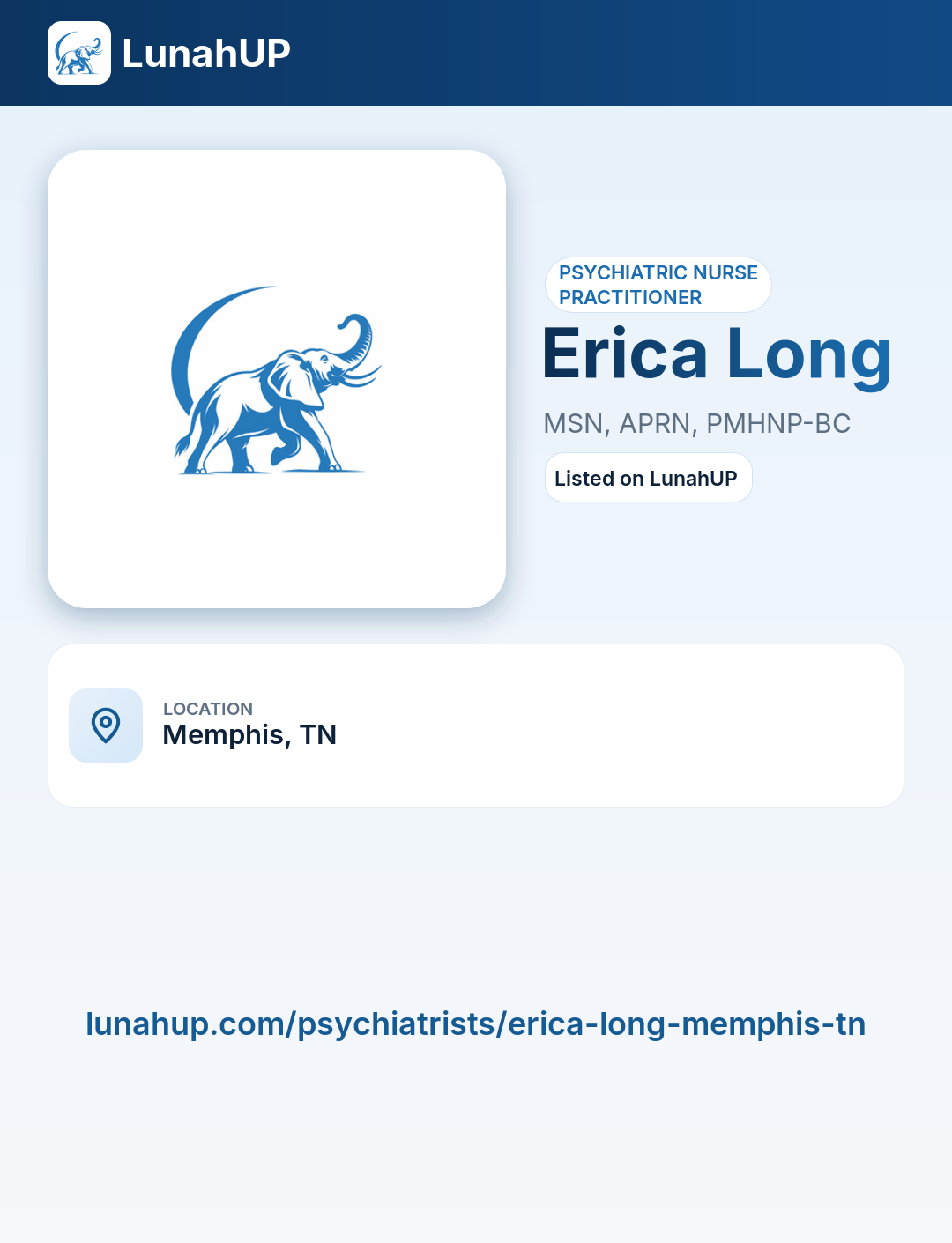 Erica Long, MSN, APRN, PMHNP-BC. Psychiatric nurse practitioner.