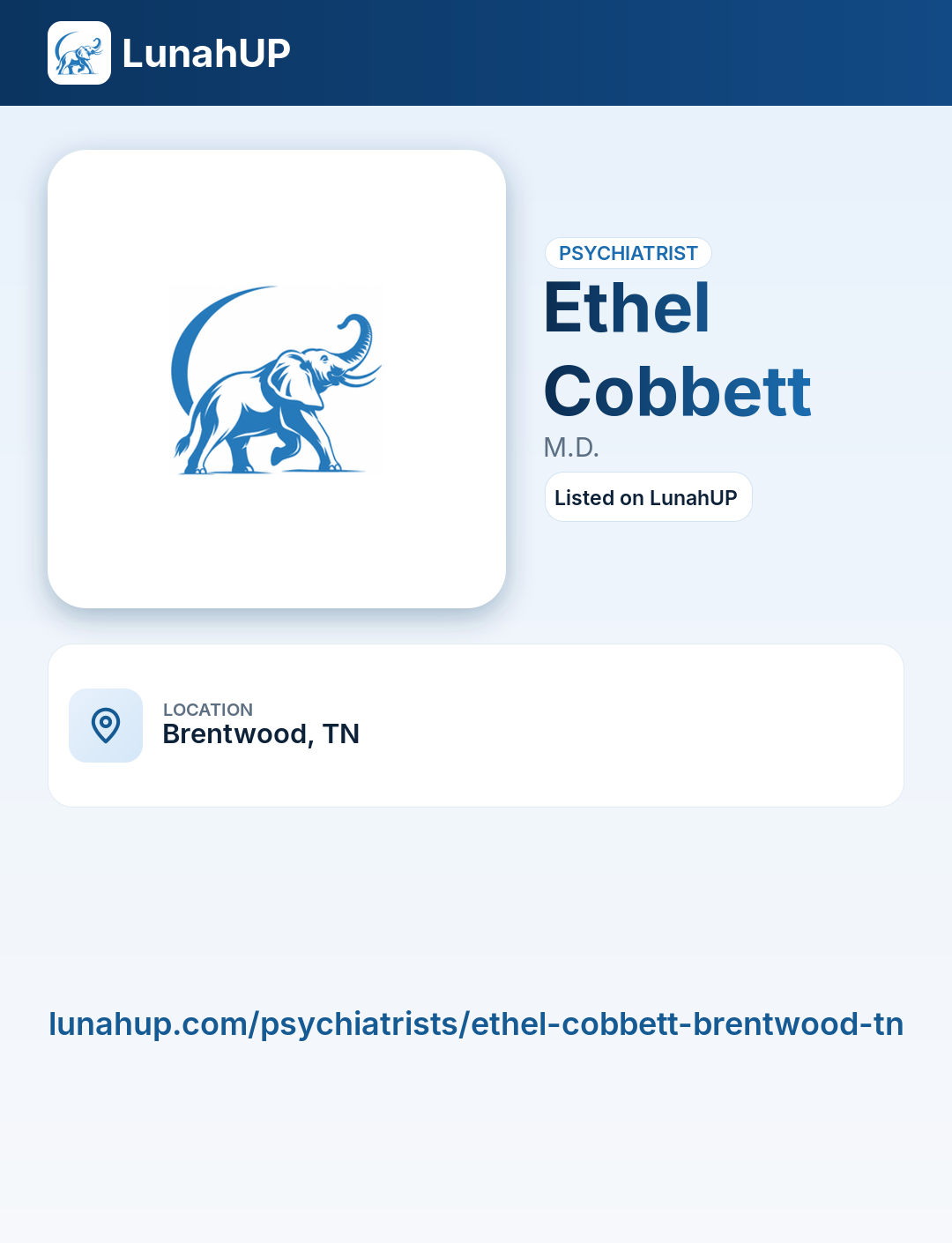 Ethel Cobbett, M.D.. Psychiatrist.