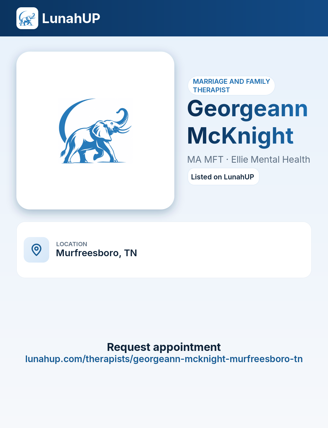 Georgeann McKnight, MA MFT. Marriage and family therapist. 