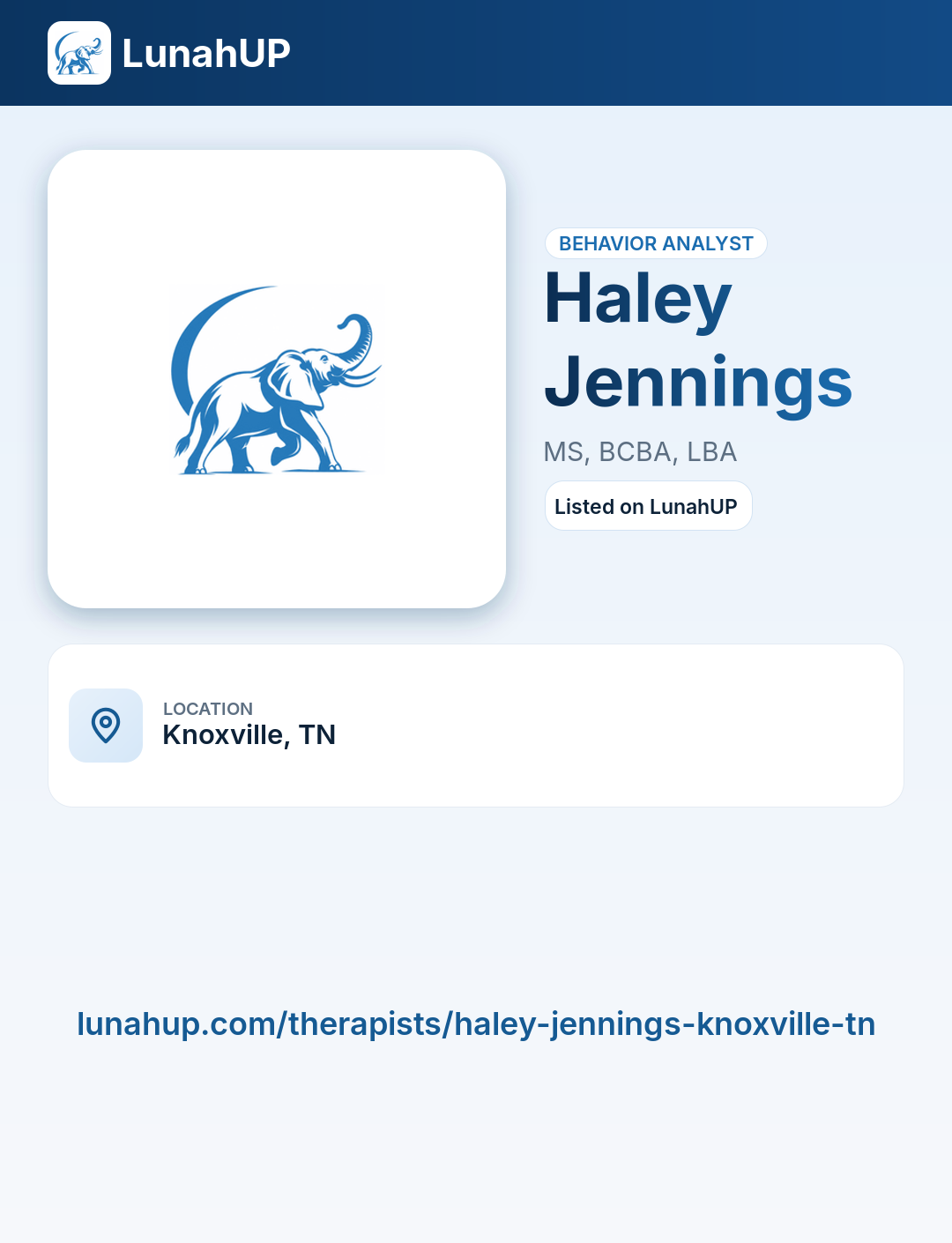 Haley Jennings, MS, BCBA, LBA. Behavior analyst. 