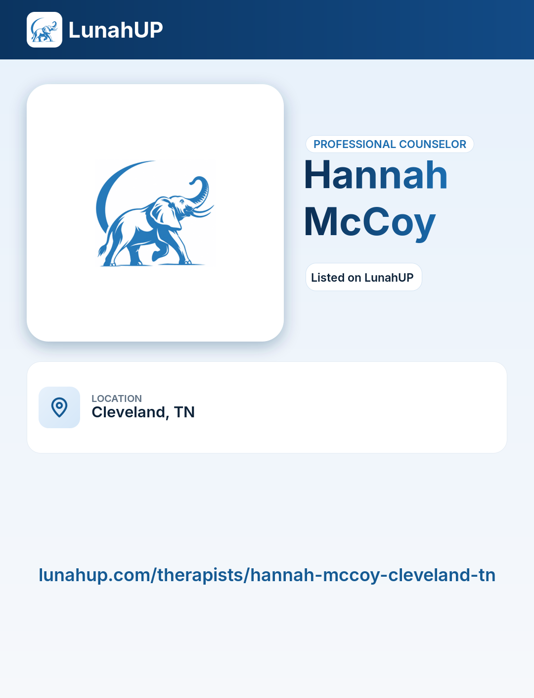 Hannah McCoy. Professional counselor.