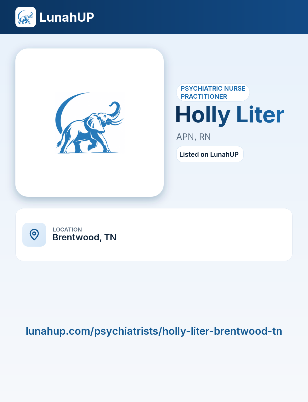 Holly Liter, APN, RN. Psychiatric nurse practitioner.