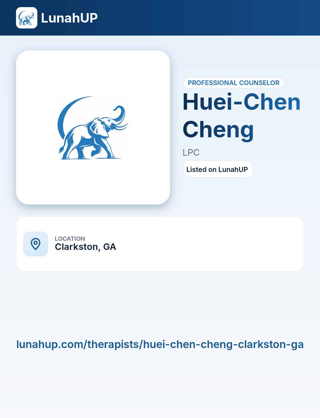 Huei-Chen Cheng, LPC. Professional counselor.