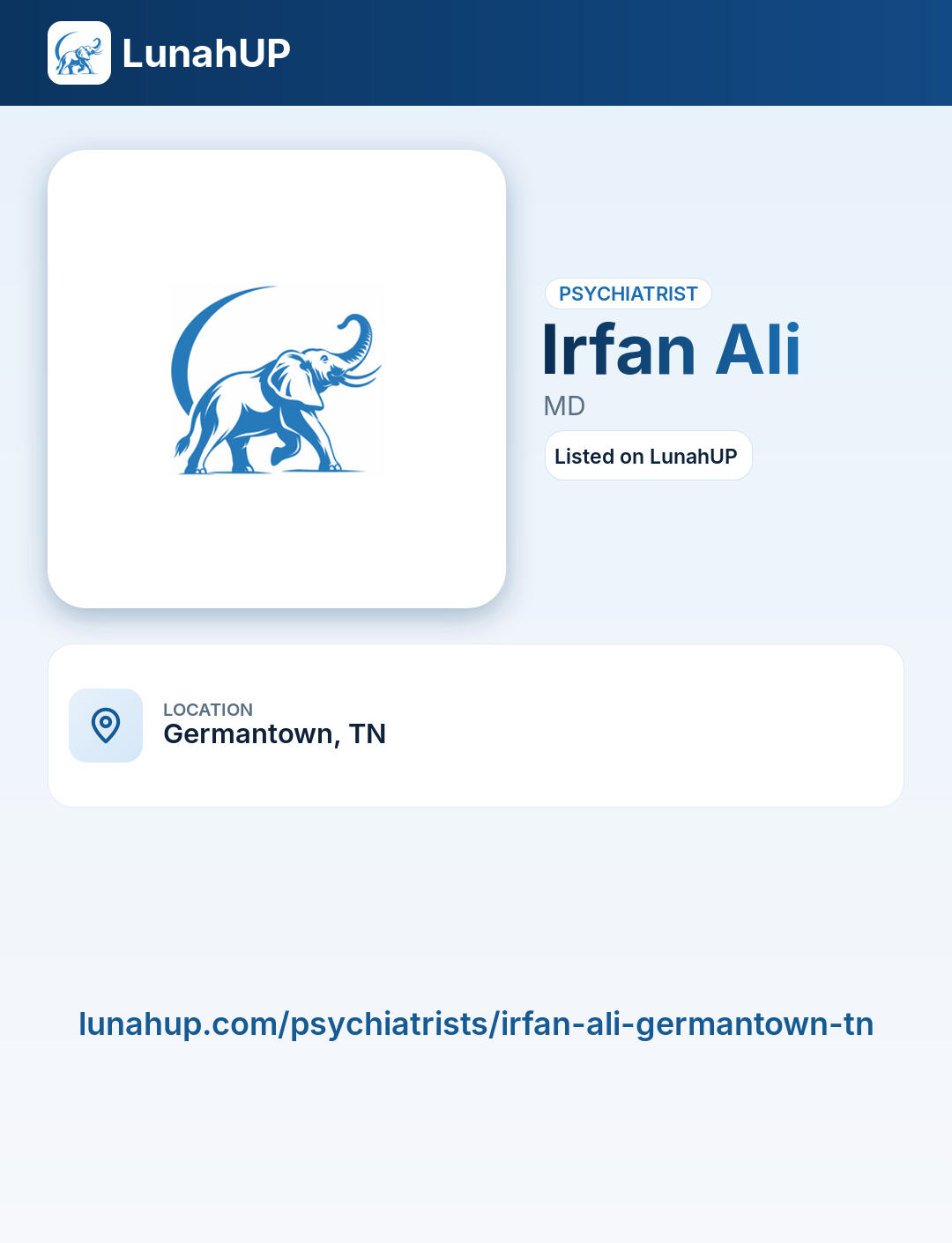 Irfan Ali, MD. Psychiatrist.