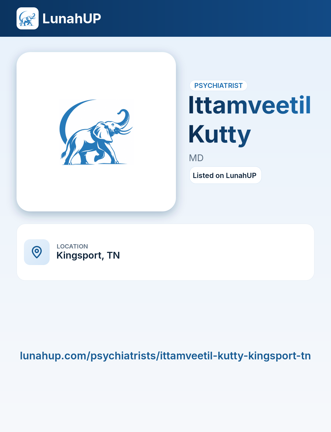 Ittamveetil Kutty, MD. Psychiatrist.
