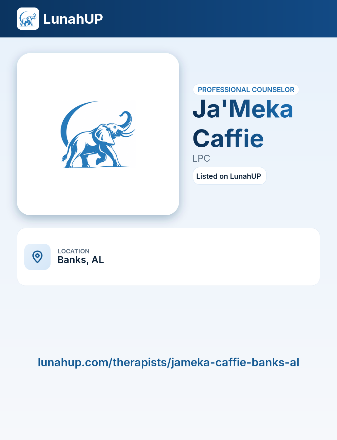 Ja'Meka Caffie, LPC. Professional counselor.