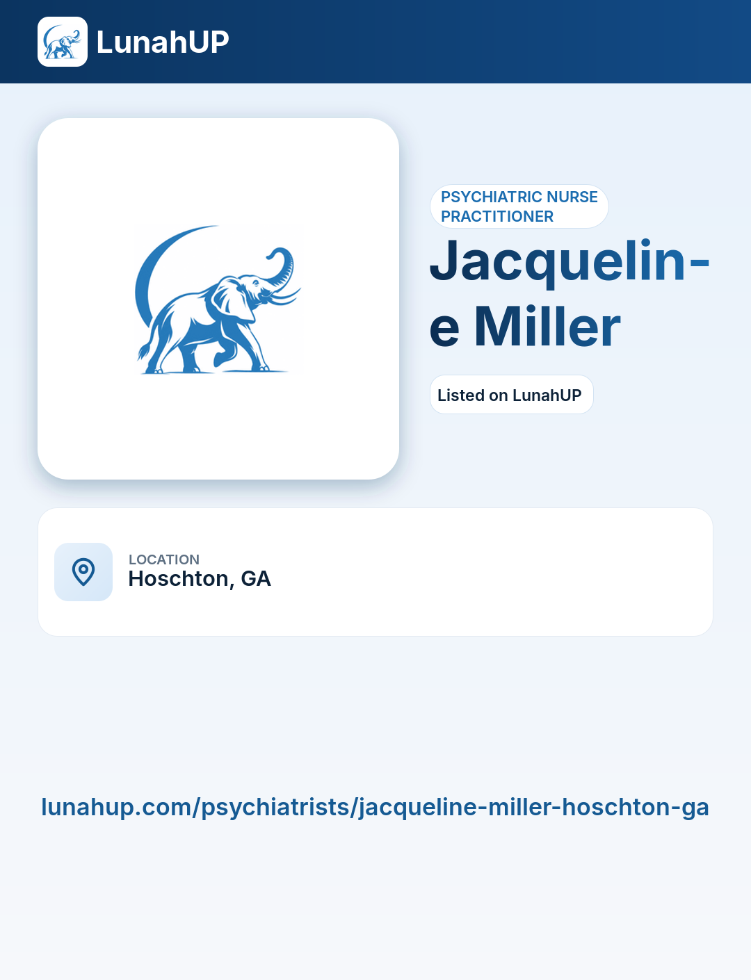 Jacqueline Miller. Psychiatric nurse practitioner.