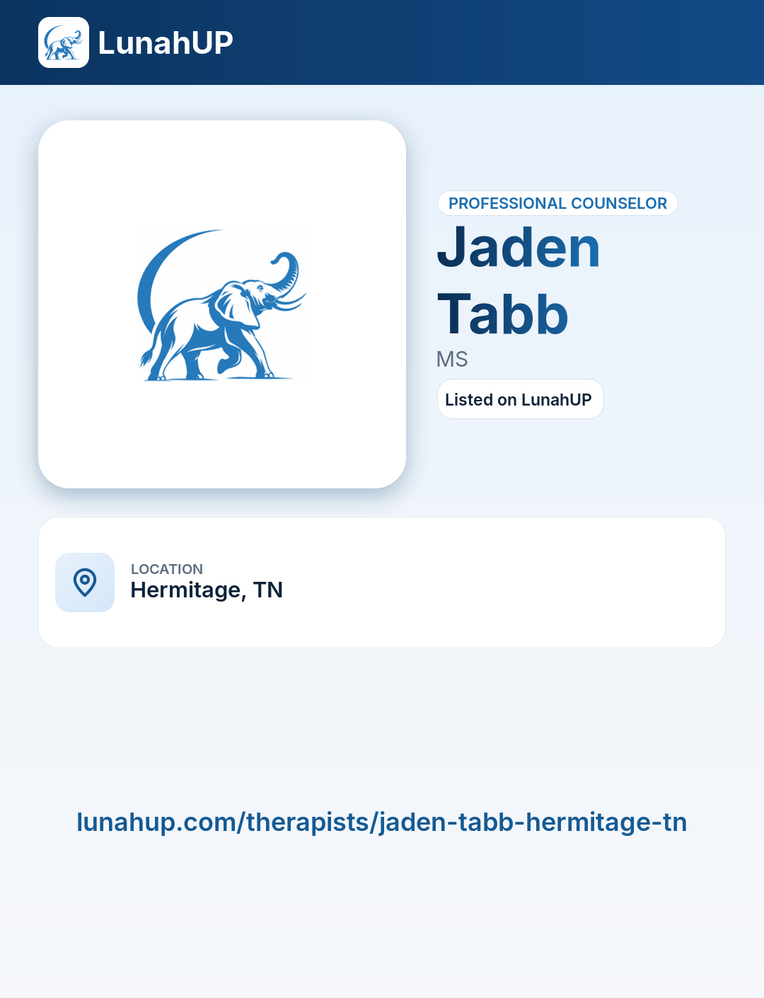 Jaden Tabb, MS. Professional counselor. 