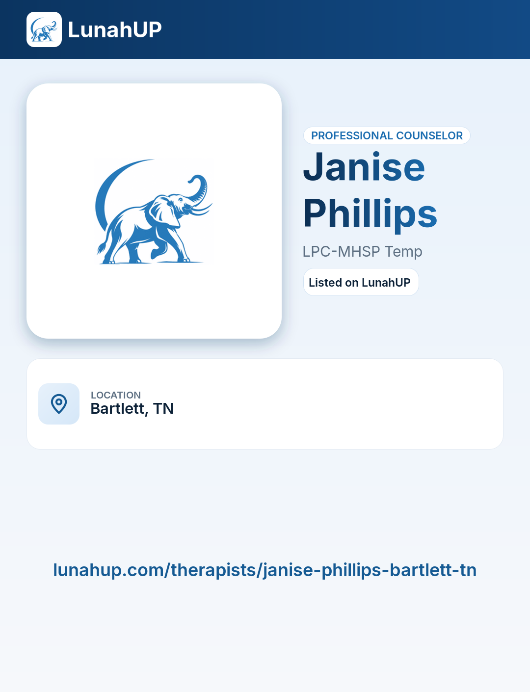 Janise Phillips, LPC-MHSP Temp. Professional counselor. 