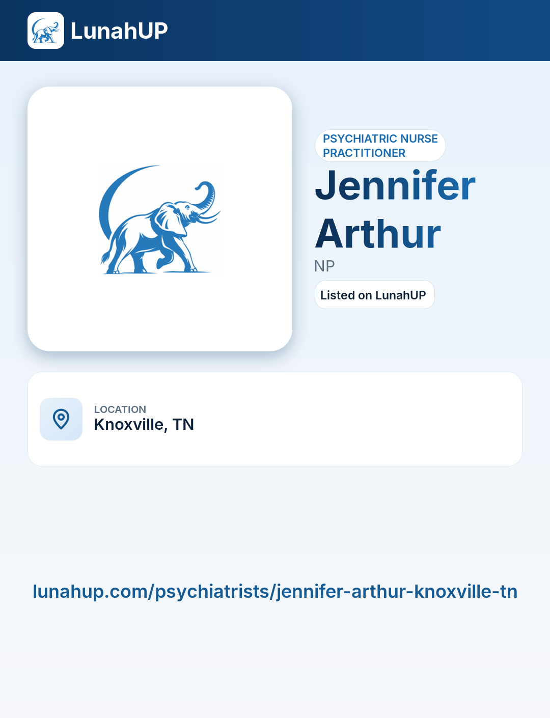 Jennifer Arthur, NP. Psychiatric nurse practitioner.