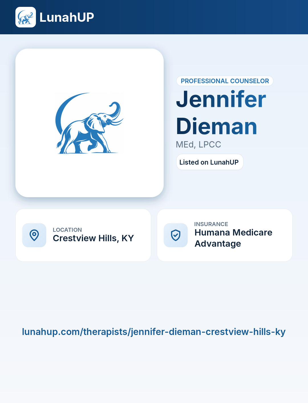 Jennifer Dieman, MEd, LPCC. Professional counselor.